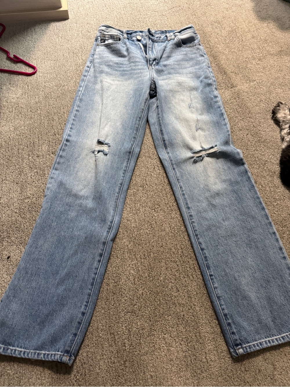 Shop Stevie Light Blue Straight Leg Distressed Jeans
